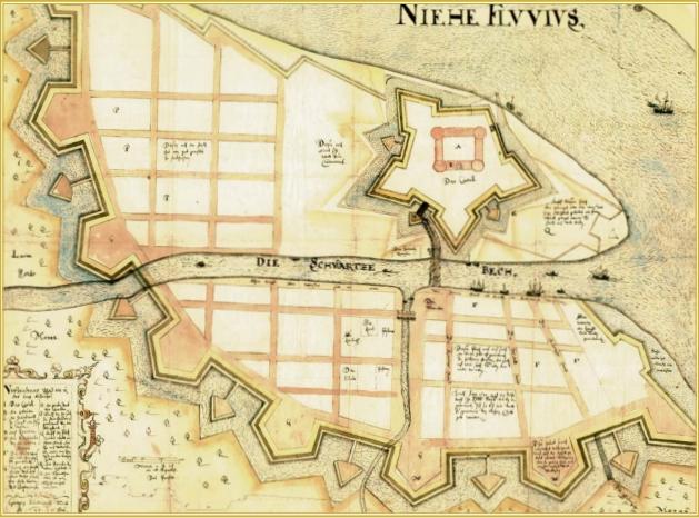 Город Ниен. Проектный план Георга Швенгеля. 1644 г. Военный архив Швеции (г. Стокгольм)