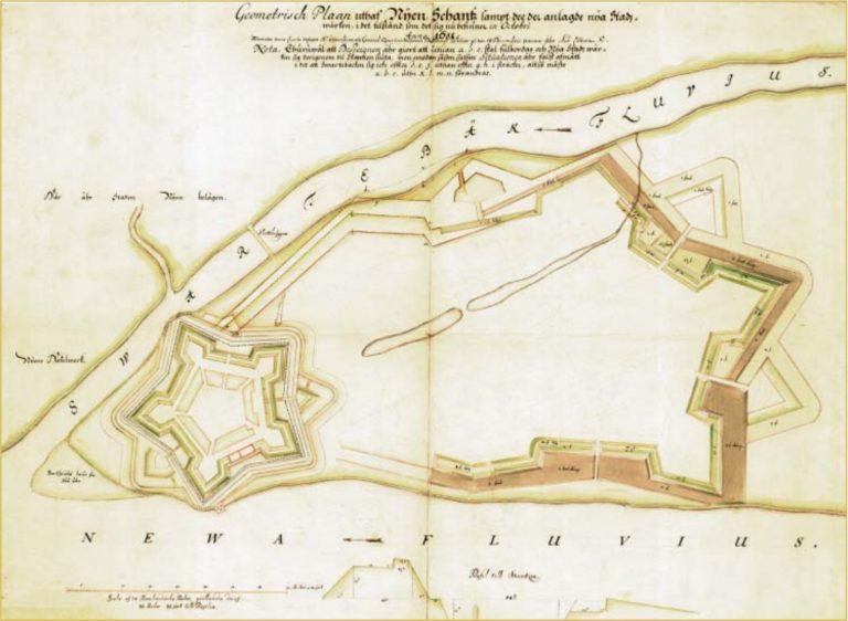 План крепости Ниеншанц 1681 г. Военный архив Швеции (г. Стокгольм)