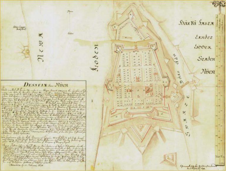 План Ниена Карла Магнуса Стюарта 1698 г. Военный архив Швеции (г. Стокгольм)